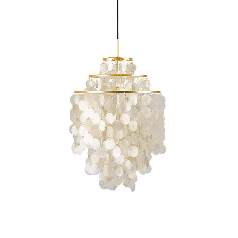 Rivena Pendant Lamp Round Shell Ring-Neutral Decor