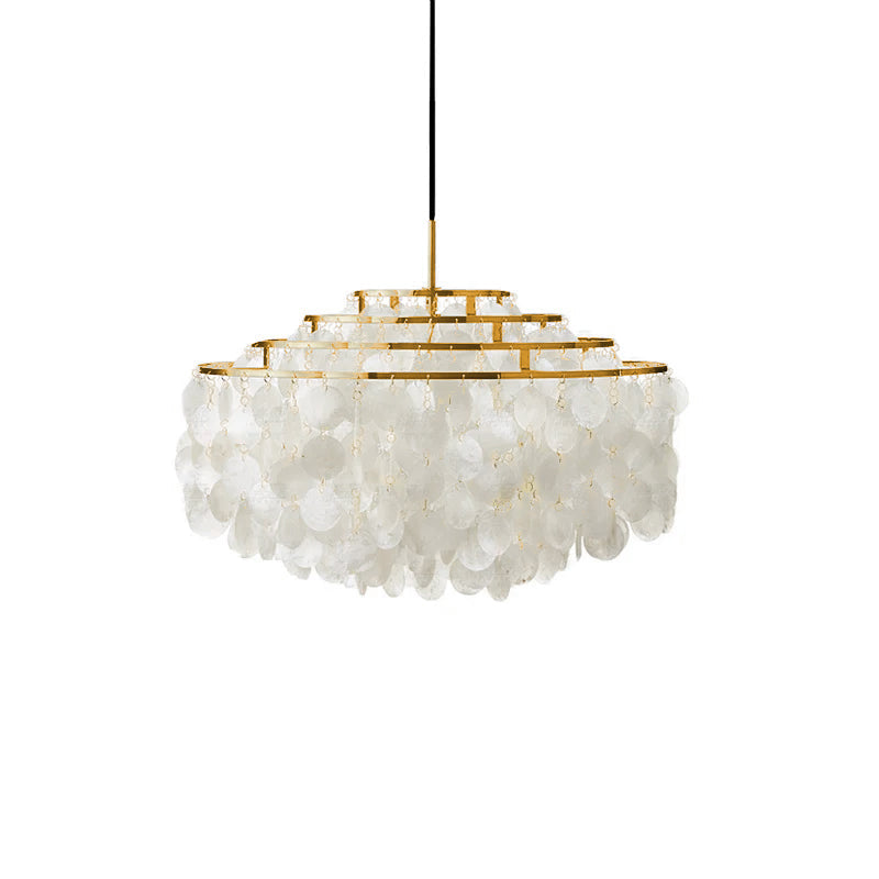 Rivena Pendant Lamp Round Shell Ring-Neutral Decor