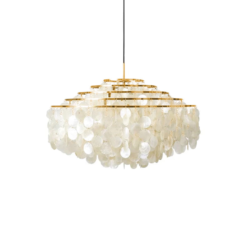 Rivena Pendant Lamp Round Shell Ring-Neutral Decor