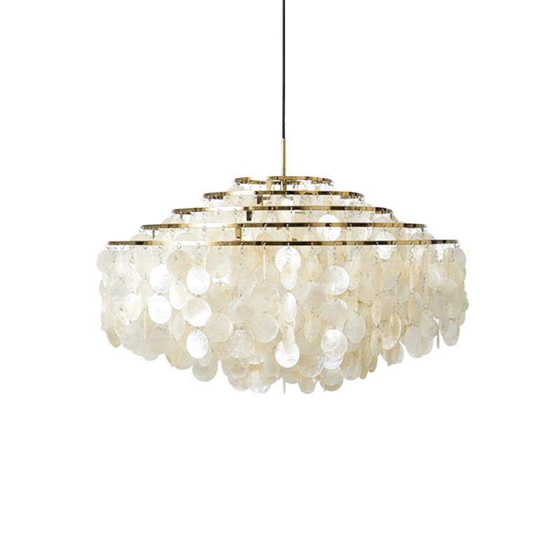 Rivena Pendant Lamp Round Shell Ring-Neutral Decor