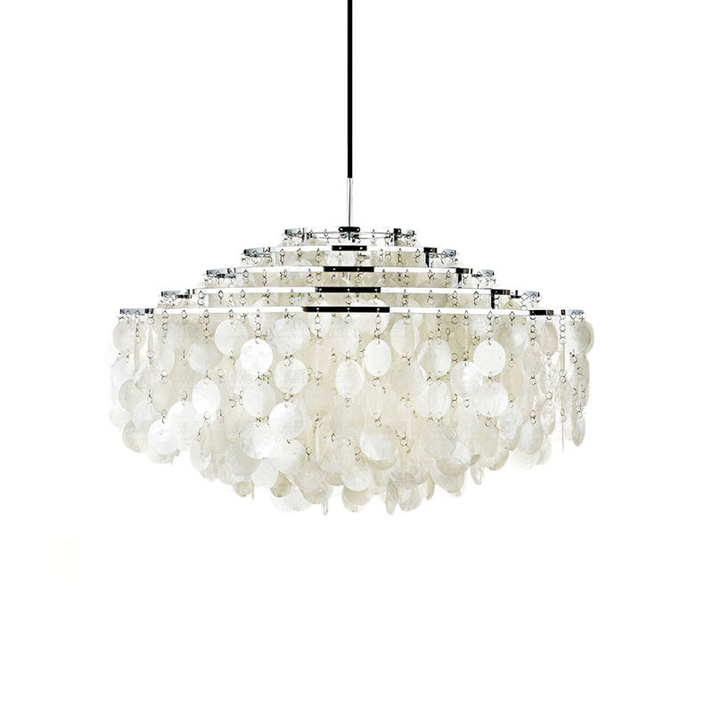 Rivena Pendant Lamp Round Shell Ring-Neutral Decor