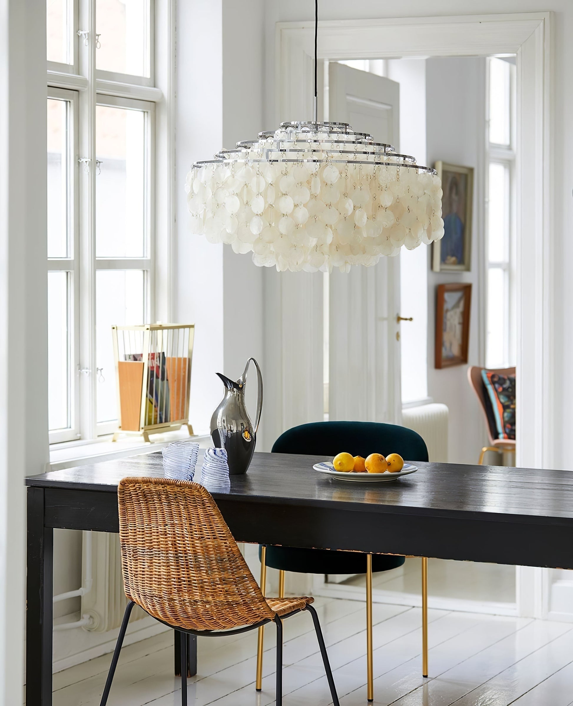 Rivena Pendant Lamp Round Shell Ring-Neutral Decor