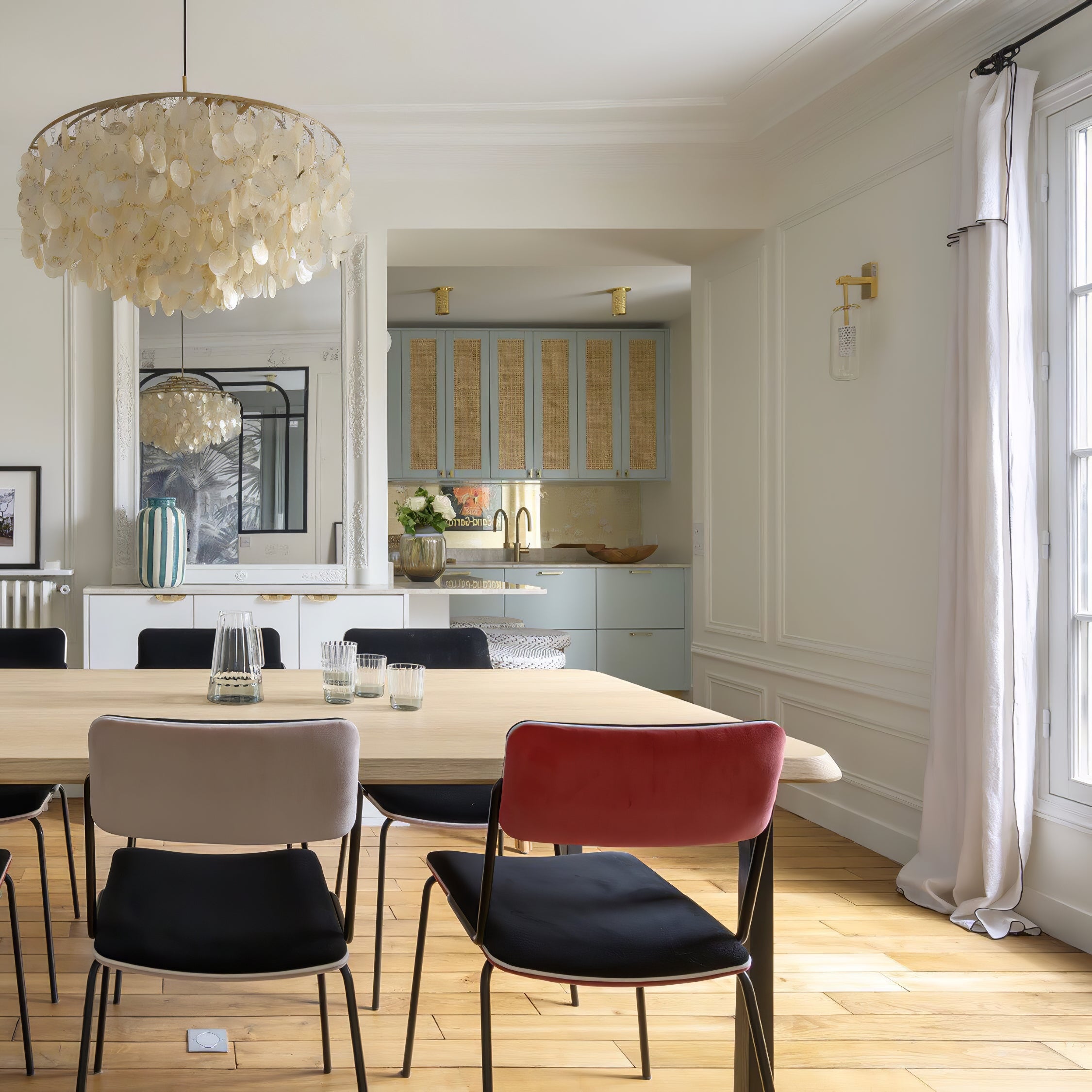 Rivena Pendant Lamp Round Shell Ring-Neutral Decor