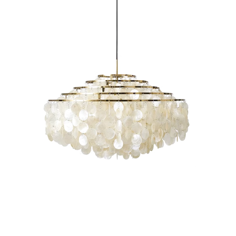 Rivena Pendant Lamp Round Shell Ring-Neutral Decor
