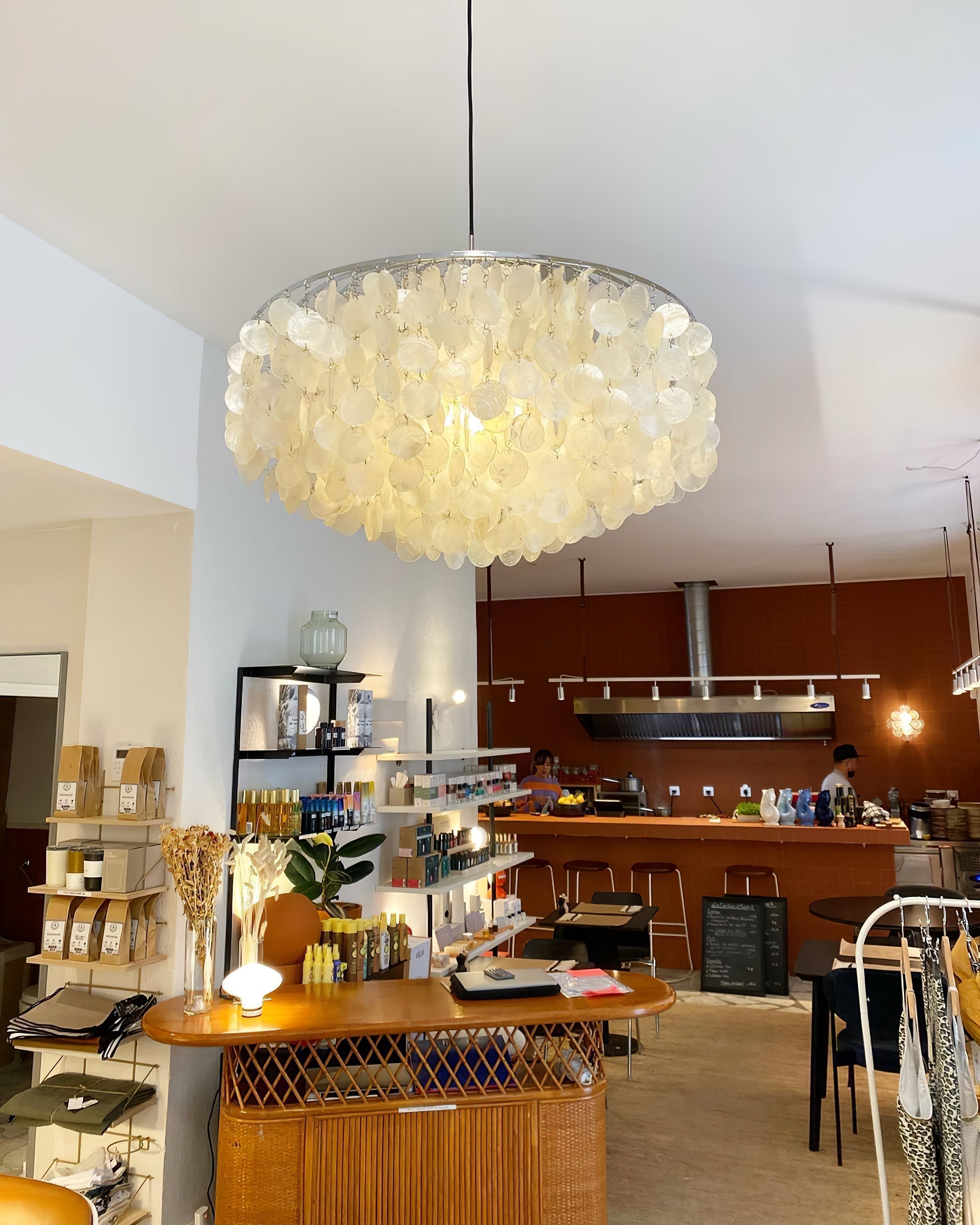 Rivena Pendant Lamp Round Shell Ring-Neutral Decor
