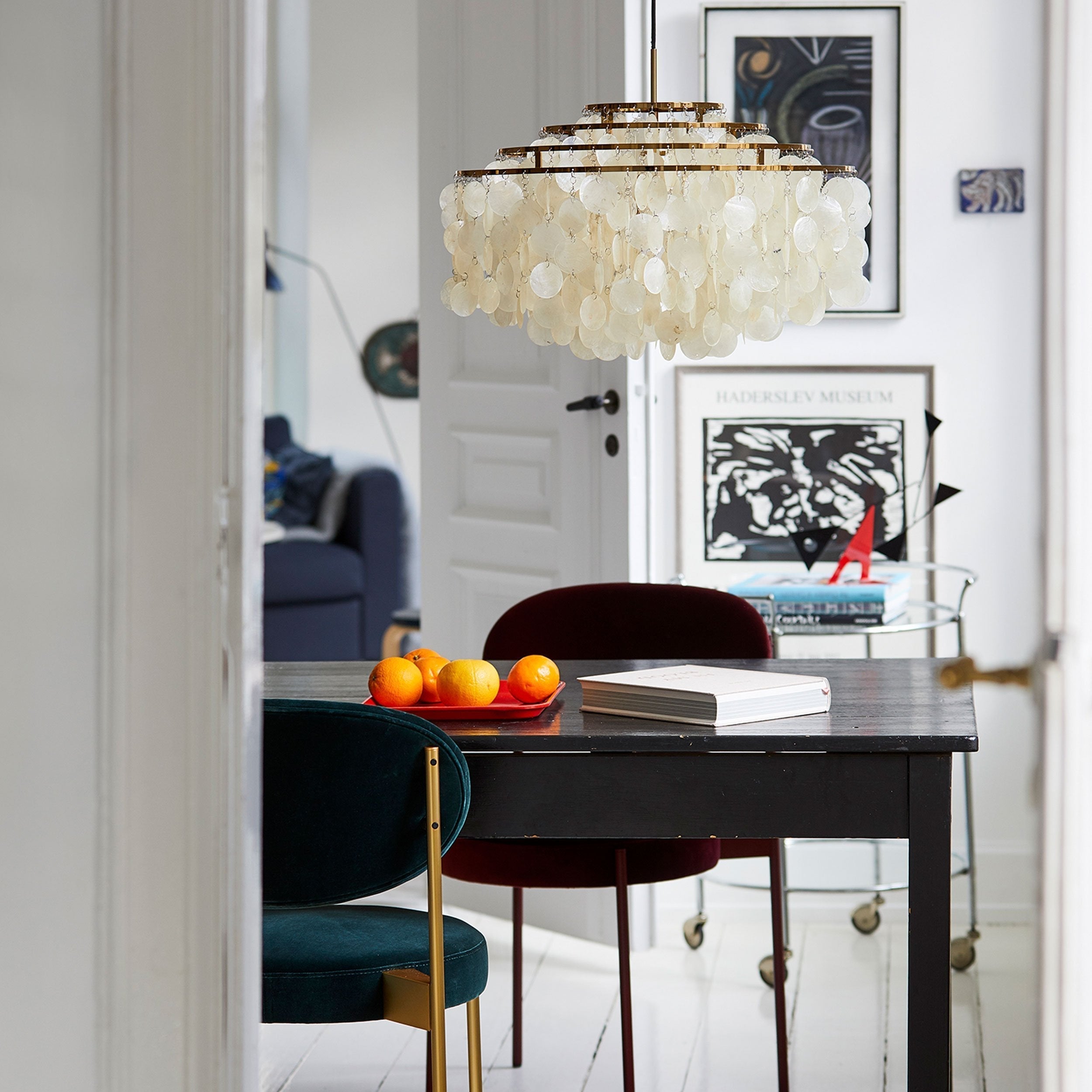 Rivena Pendant Lamp Round Shell Ring-Neutral Decor