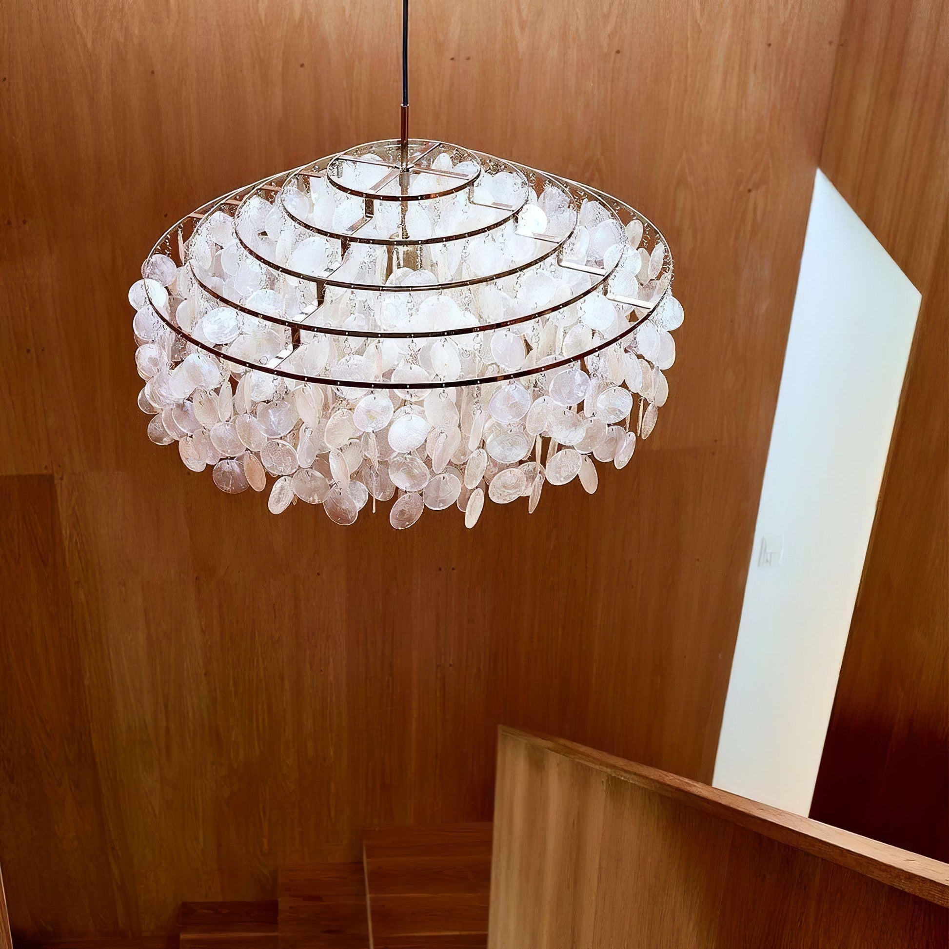 Rivena Pendant Lamp Round Shell Ring-Neutral Decor