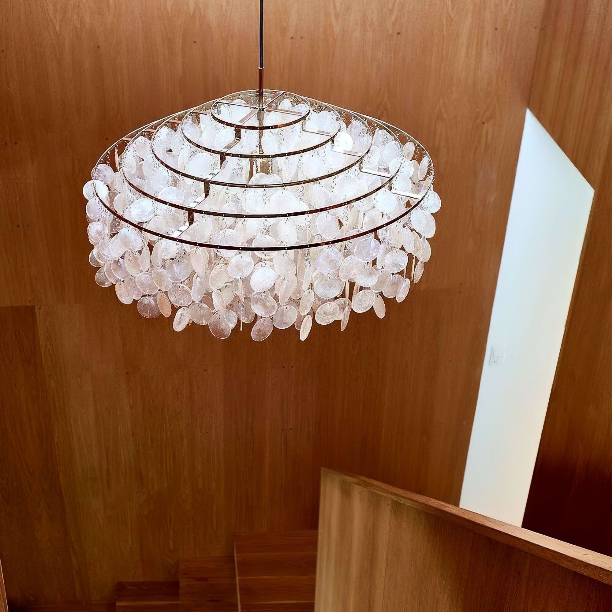 Rivena Pendant Lamp Round Shell Ring-Neutral Decor