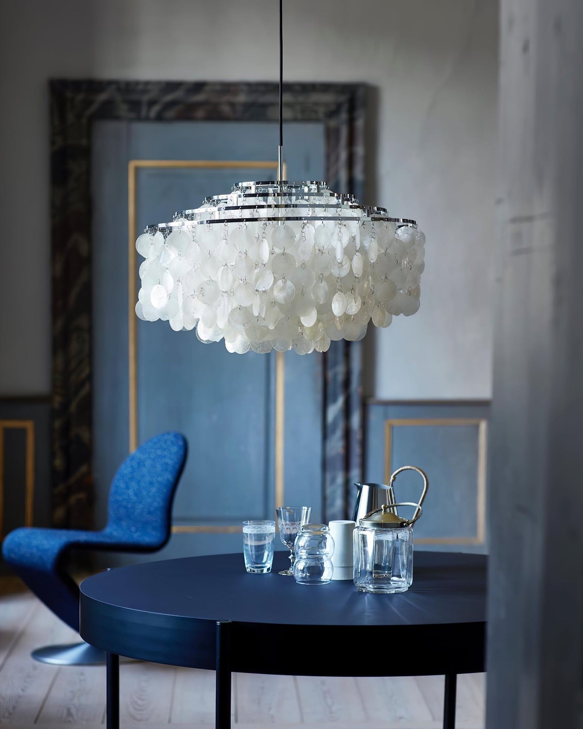 Rivena Pendant Lamp Round Shell Ring-Neutral Decor