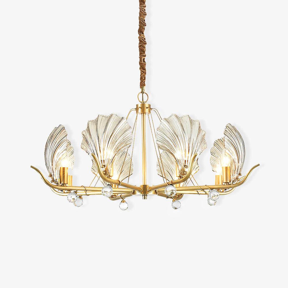 Lustra Chandelier Shell Crystal Leaf Copper-Neutral Decor