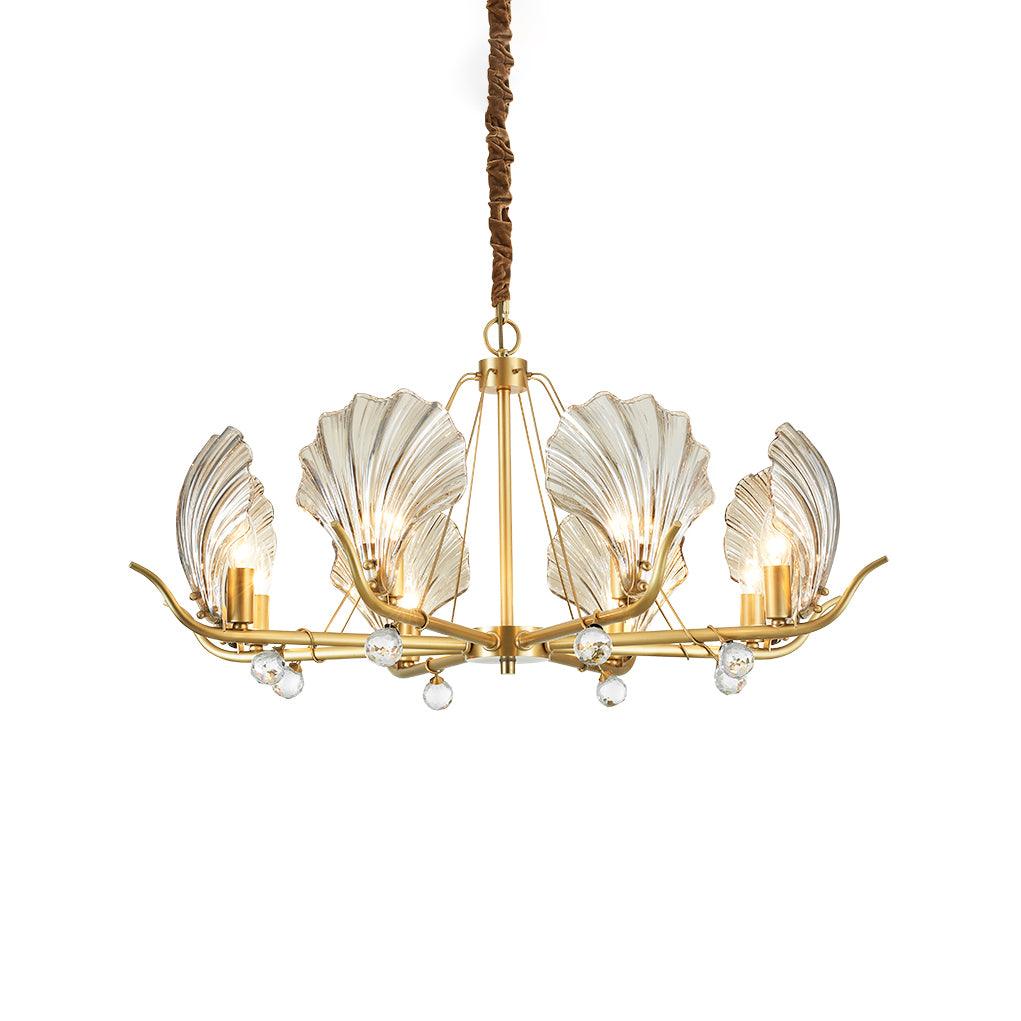 Lustra Chandelier Shell Crystal Leaf Copper-Neutral Decor