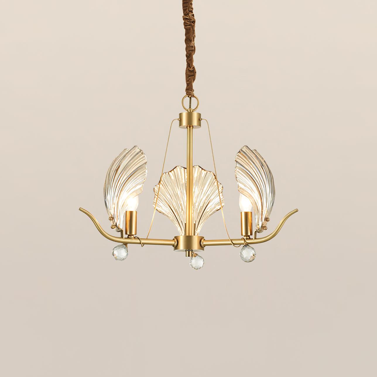 Lustra Chandelier Shell Crystal Leaf Copper-Neutral Decor