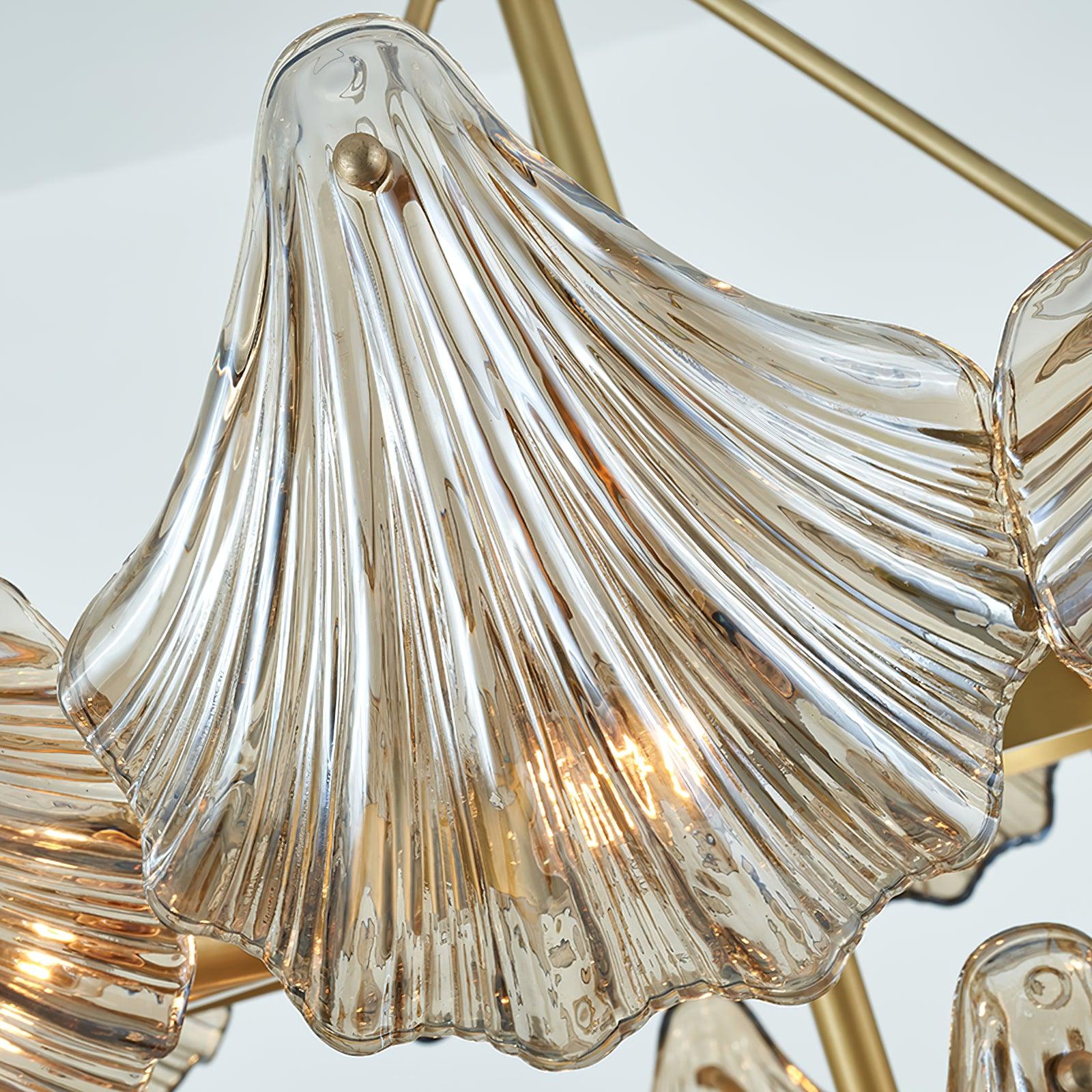 Lustra Chandelier Shell Crystal Leaf Copper-Neutral Decor