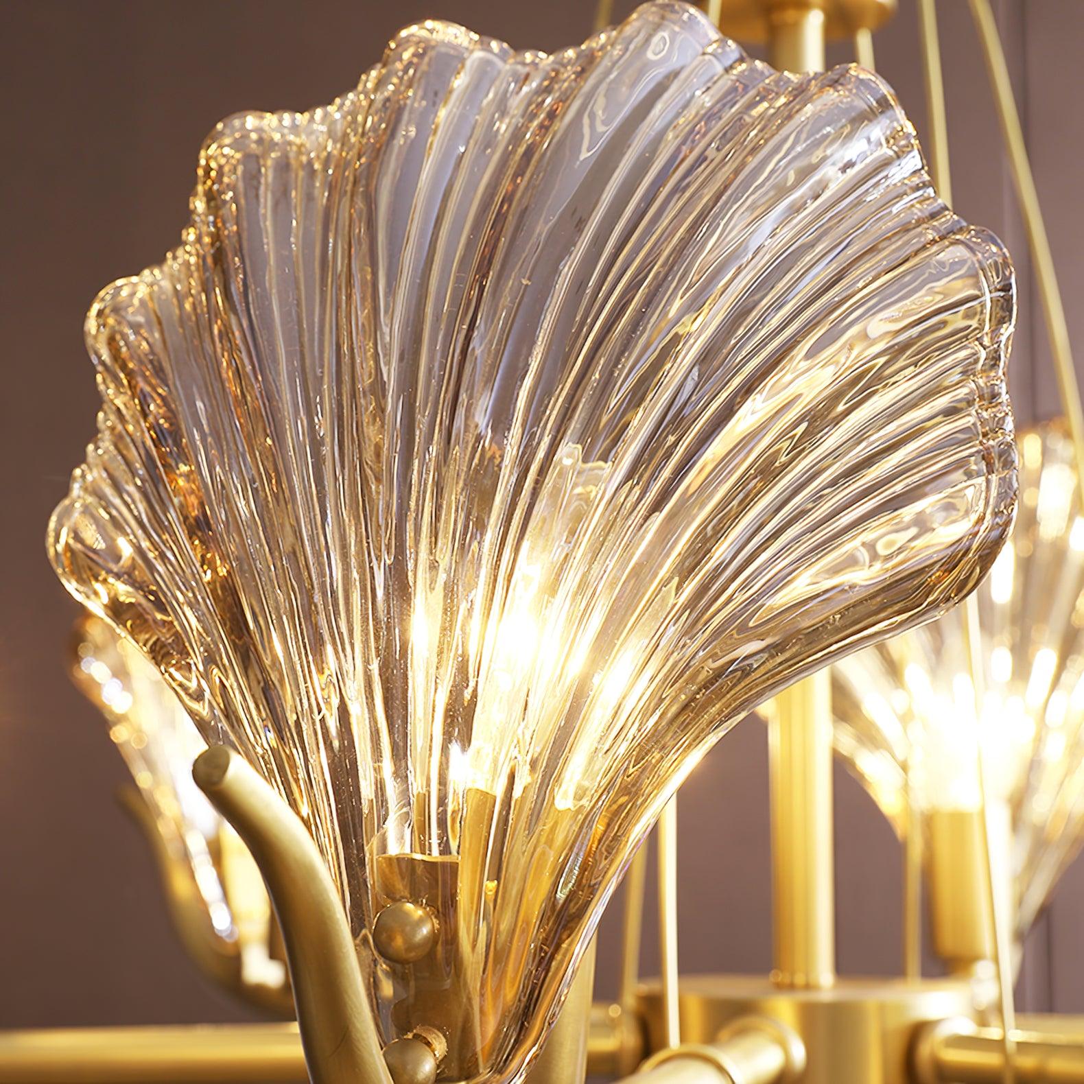 Lustra Chandelier Shell Crystal Leaf Copper-Neutral Decor