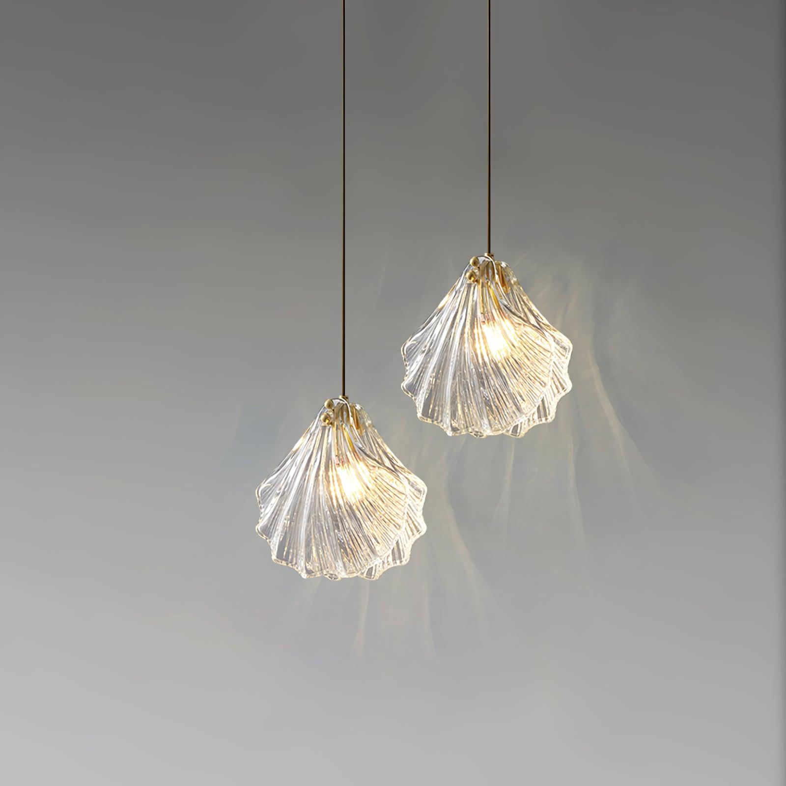 Covene Nordic Art Shell Mini Swag Glass Pendant Light-Neutral Decor