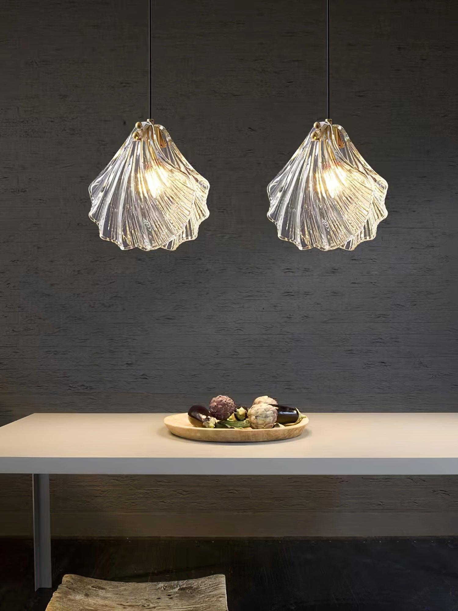 Covene Nordic Art Shell Mini Swag Glass Pendant Light-Neutral Decor