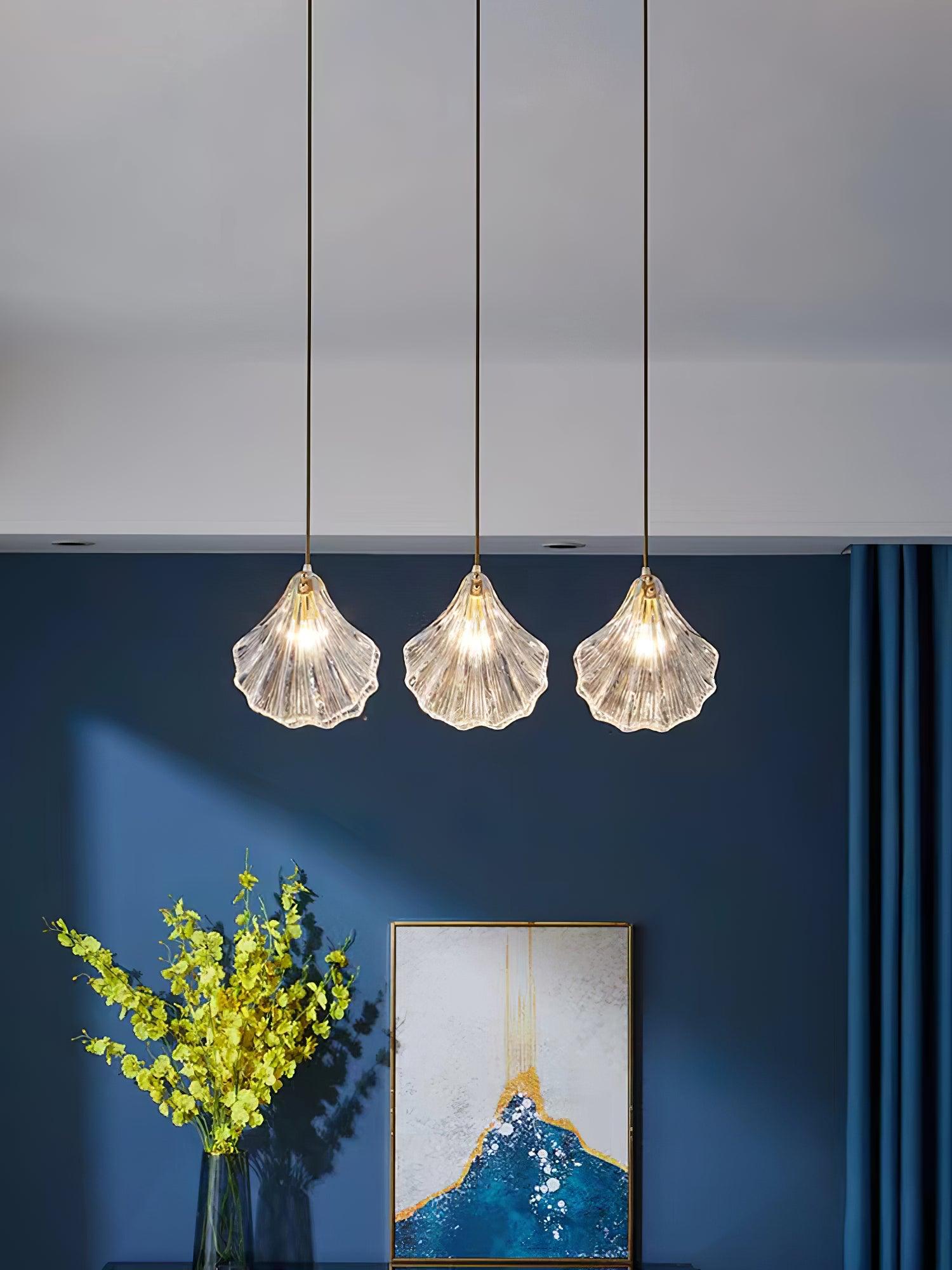 Covene Nordic Art Shell Mini Swag Glass Pendant Light-Neutral Decor