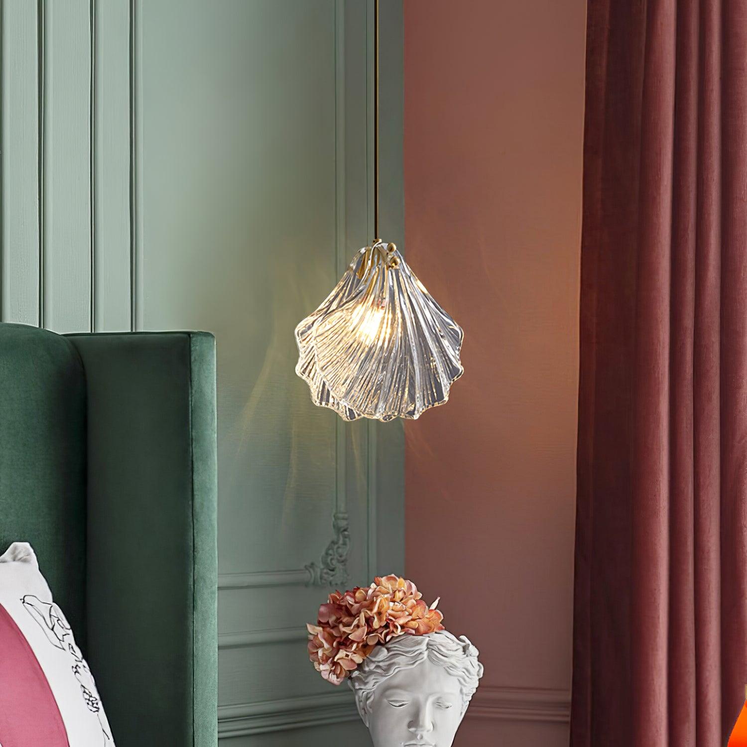 Covene Nordic Art Shell Mini Swag Glass Pendant Light-Neutral Decor