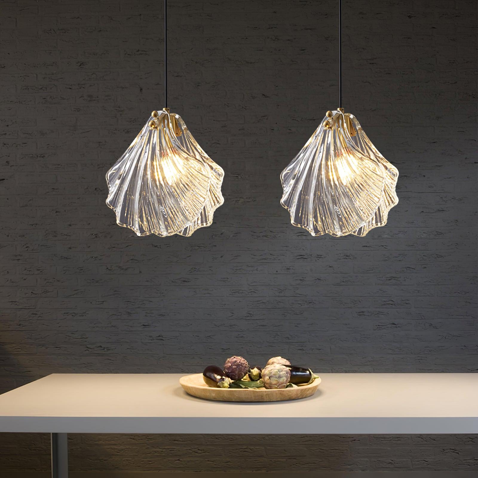 Covene Nordic Art Shell Mini Swag Glass Pendant Light-Neutral Decor