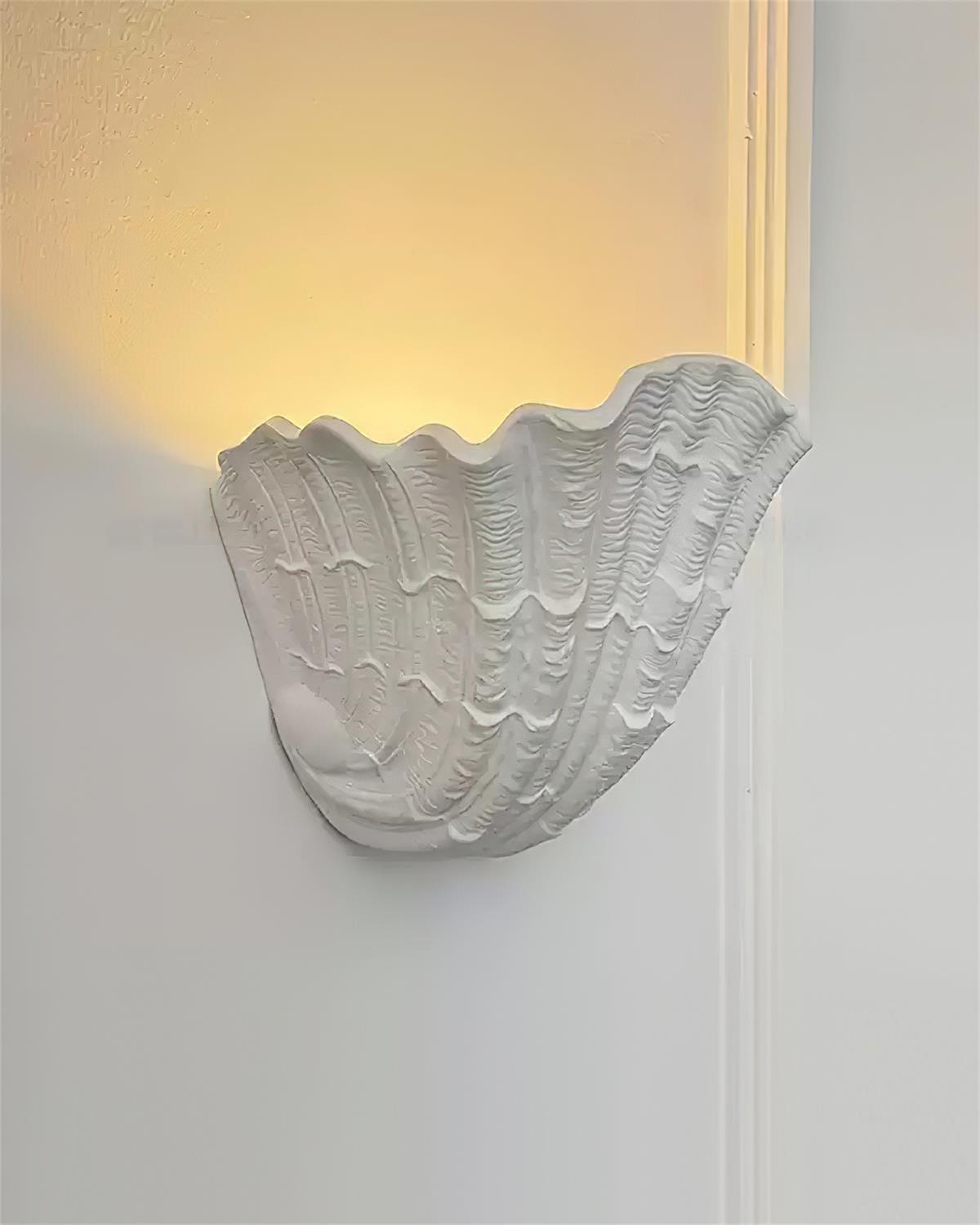 Wall Lamp Shell Plaster Handcrafted Seashell Shape Artistic