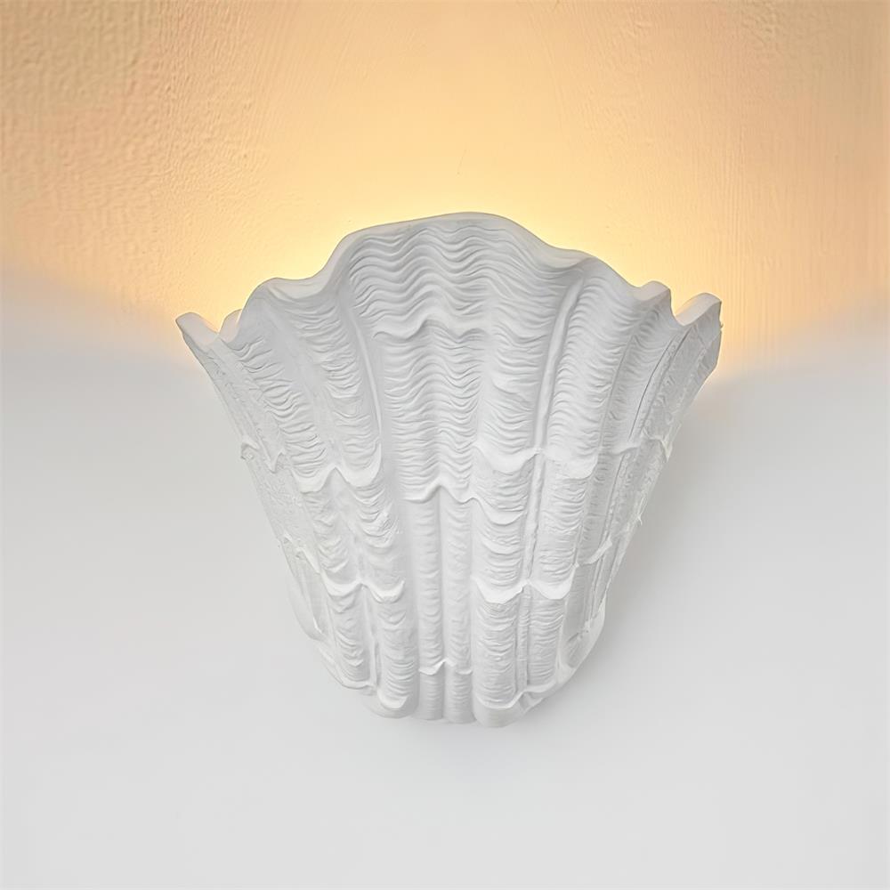 Wall Lamp Shell Plaster Handcrafted Seashell Shape Artistic