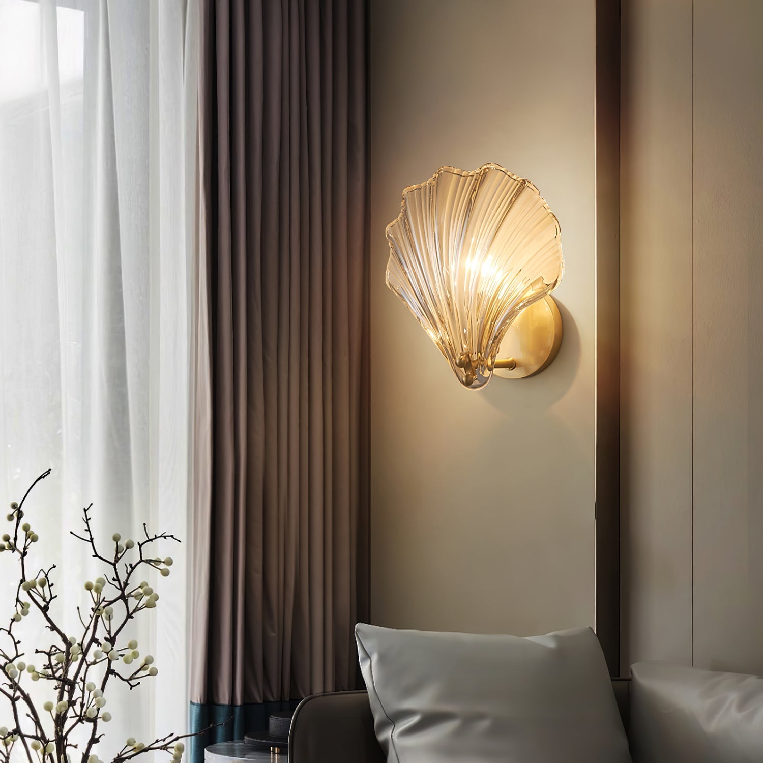 Neo Premium Elegance Brass Glass Wall Light-Neutral Decor