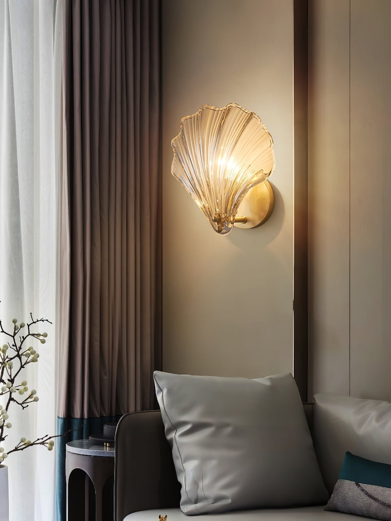 Neo Premium Elegance Brass Glass Wall Light-Neutral Decor