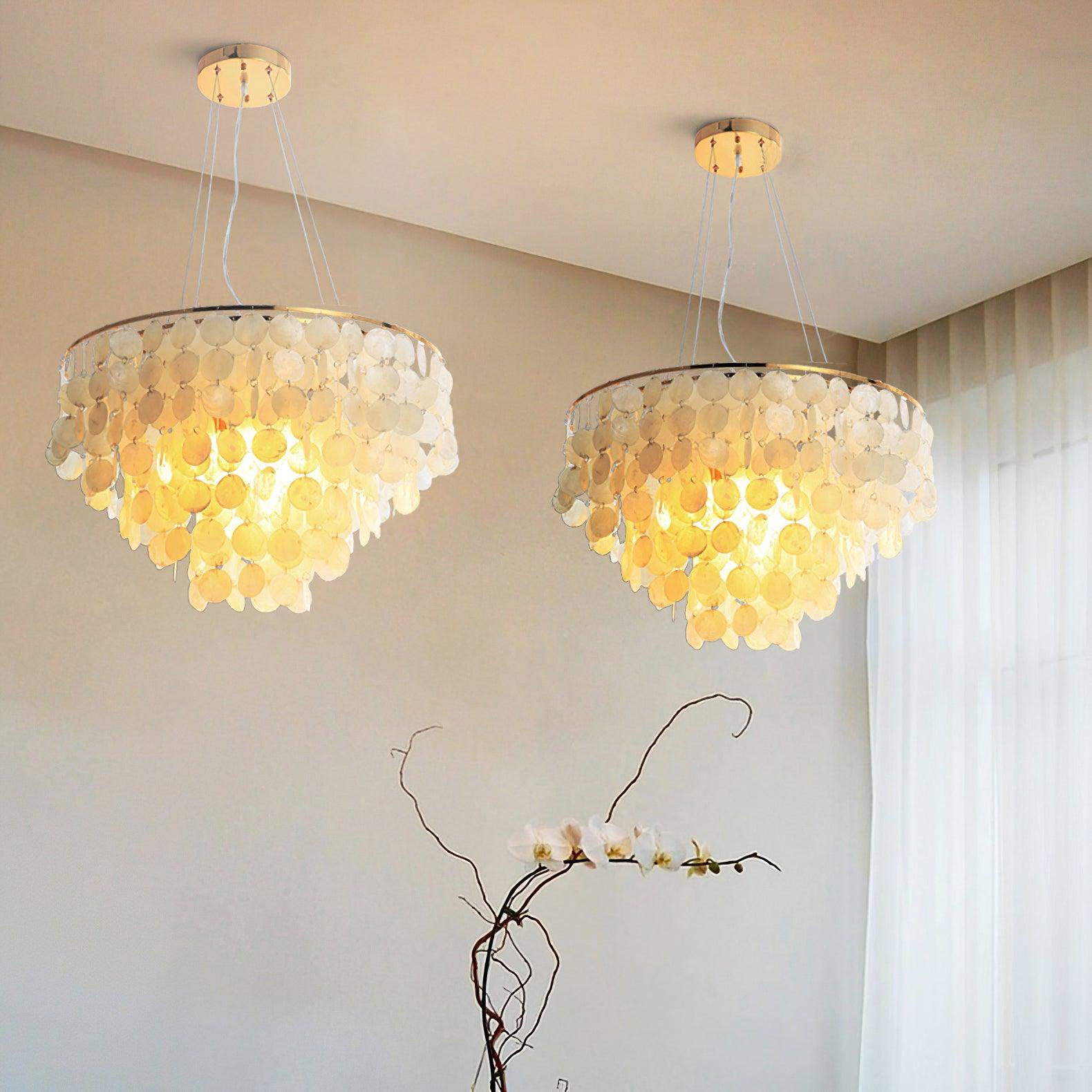 Esileth Postmodern Luxury Shell Wind Chime Chandelier-Neutral Decor