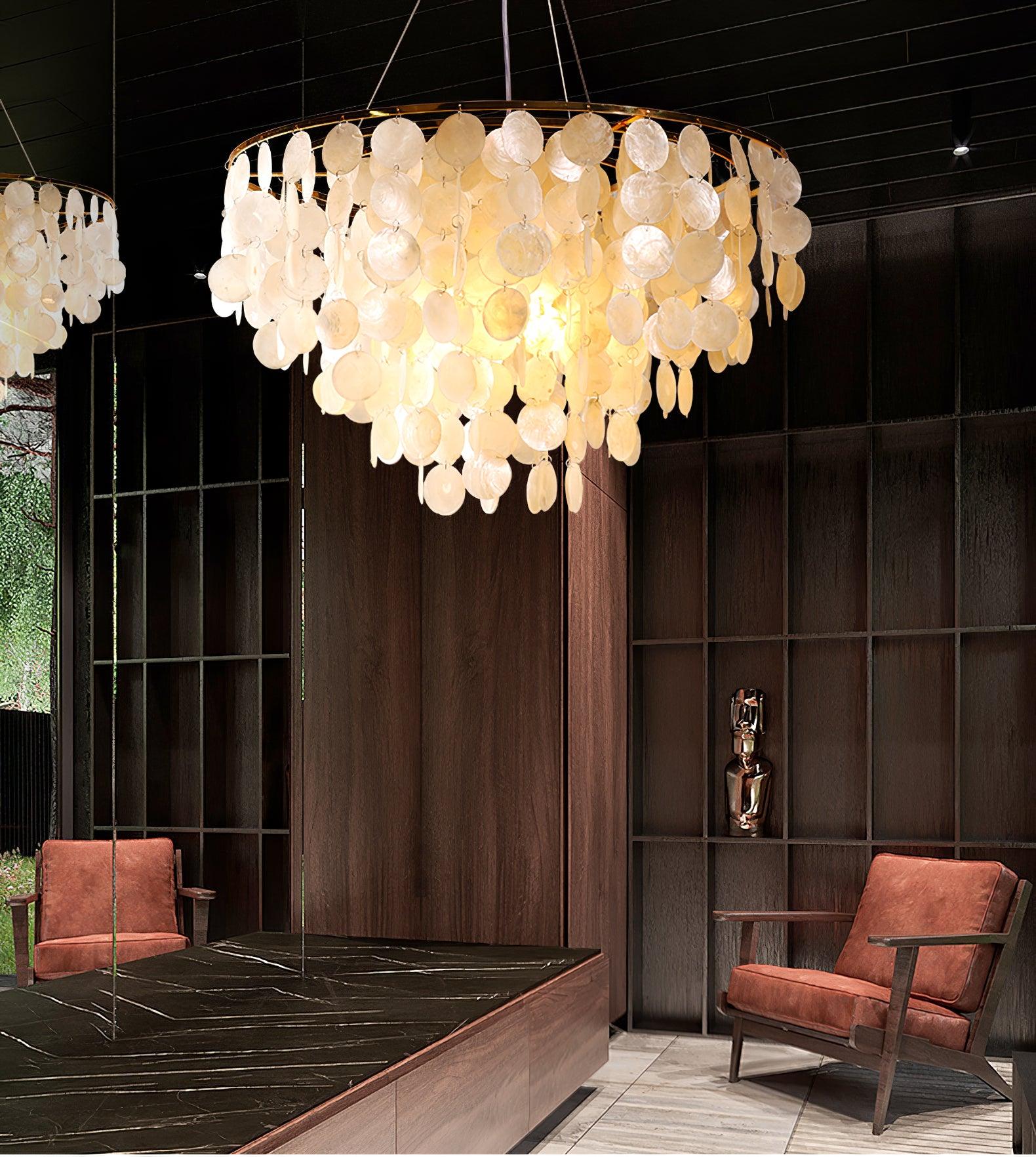 Esileth Postmodern Luxury Shell Wind Chime Chandelier-Neutral Decor