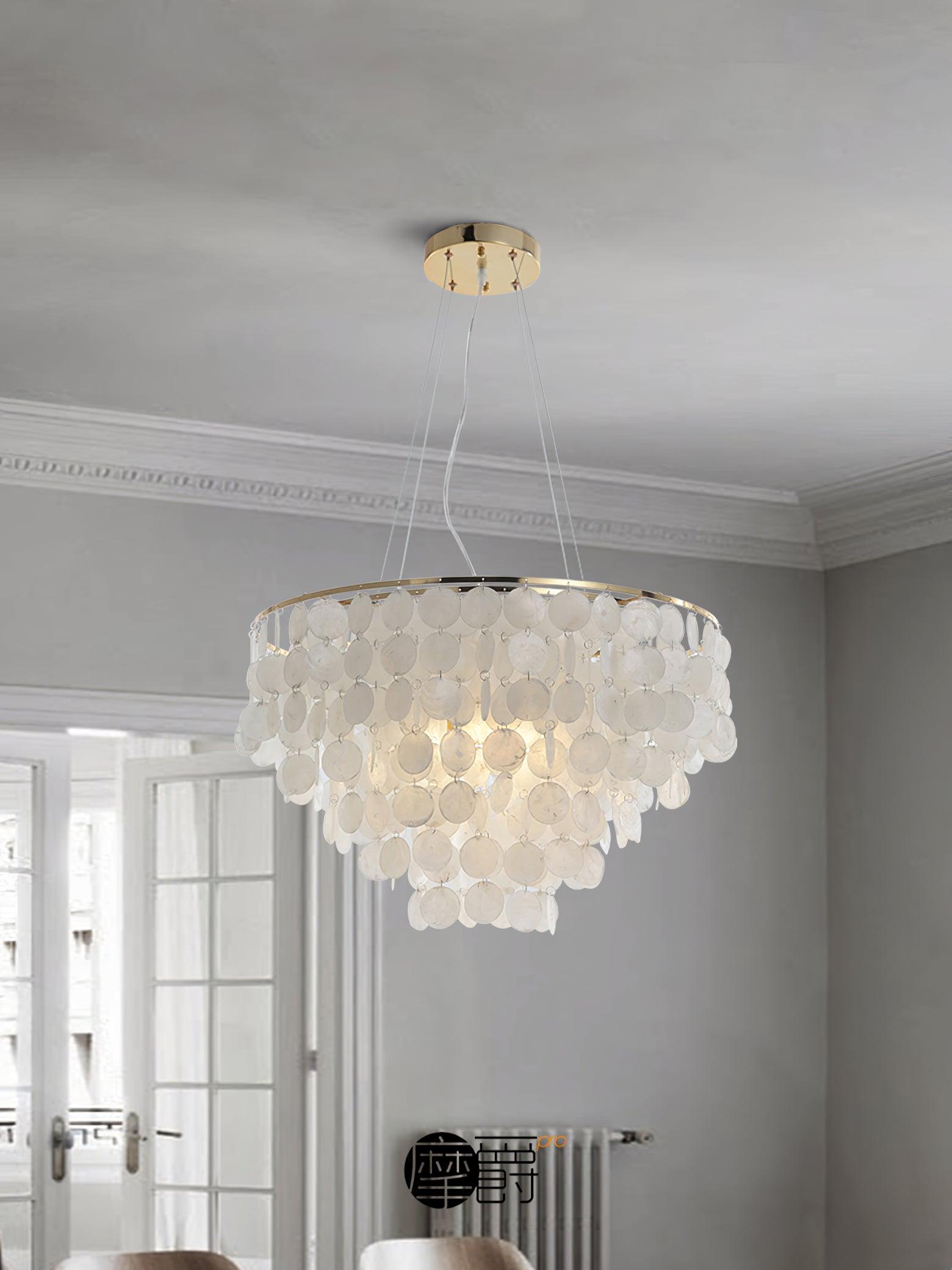 Esileth Postmodern Luxury Shell Wind Chime Chandelier-Neutral Decor
