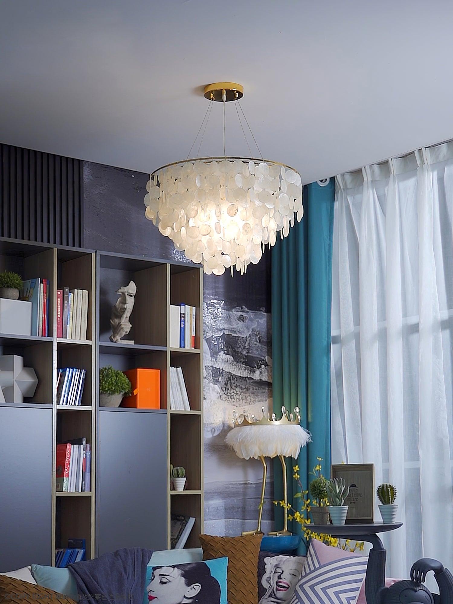Esileth Postmodern Luxury Shell Wind Chime Chandelier-Neutral Decor