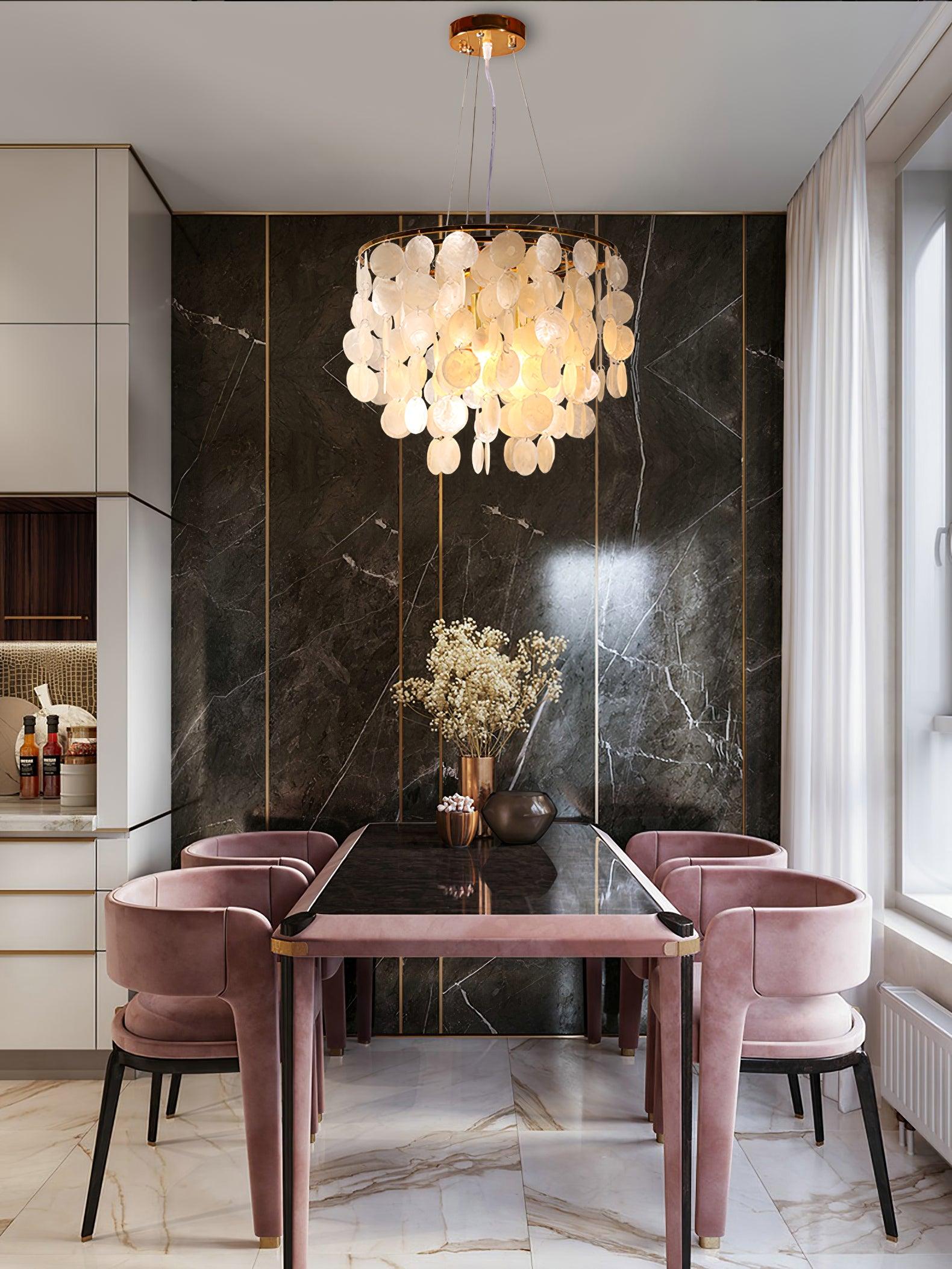 Esileth Postmodern Luxury Shell Wind Chime Chandelier-Neutral Decor