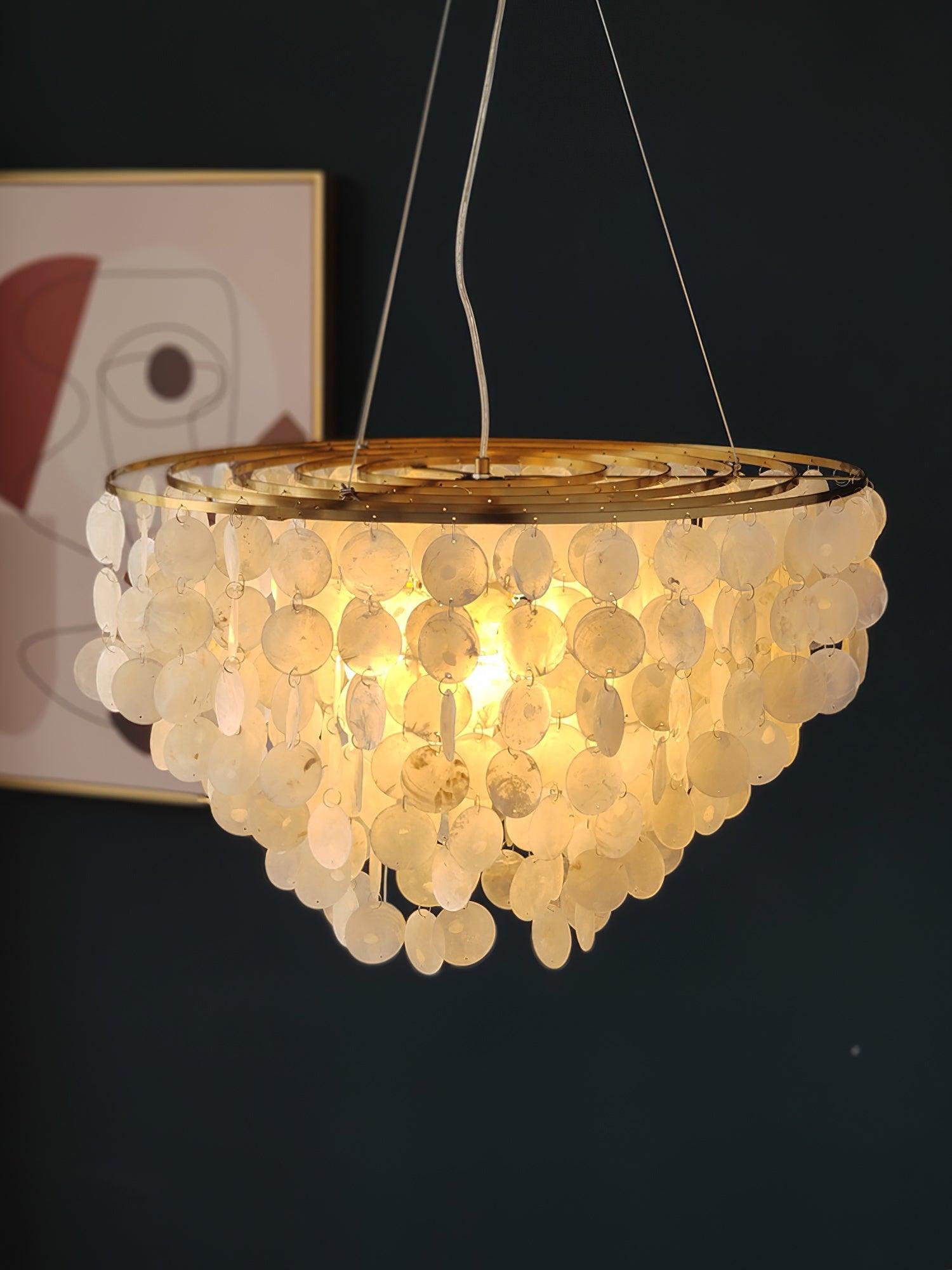 Esileth Postmodern Luxury Shell Wind Chime Chandelier-Neutral Decor