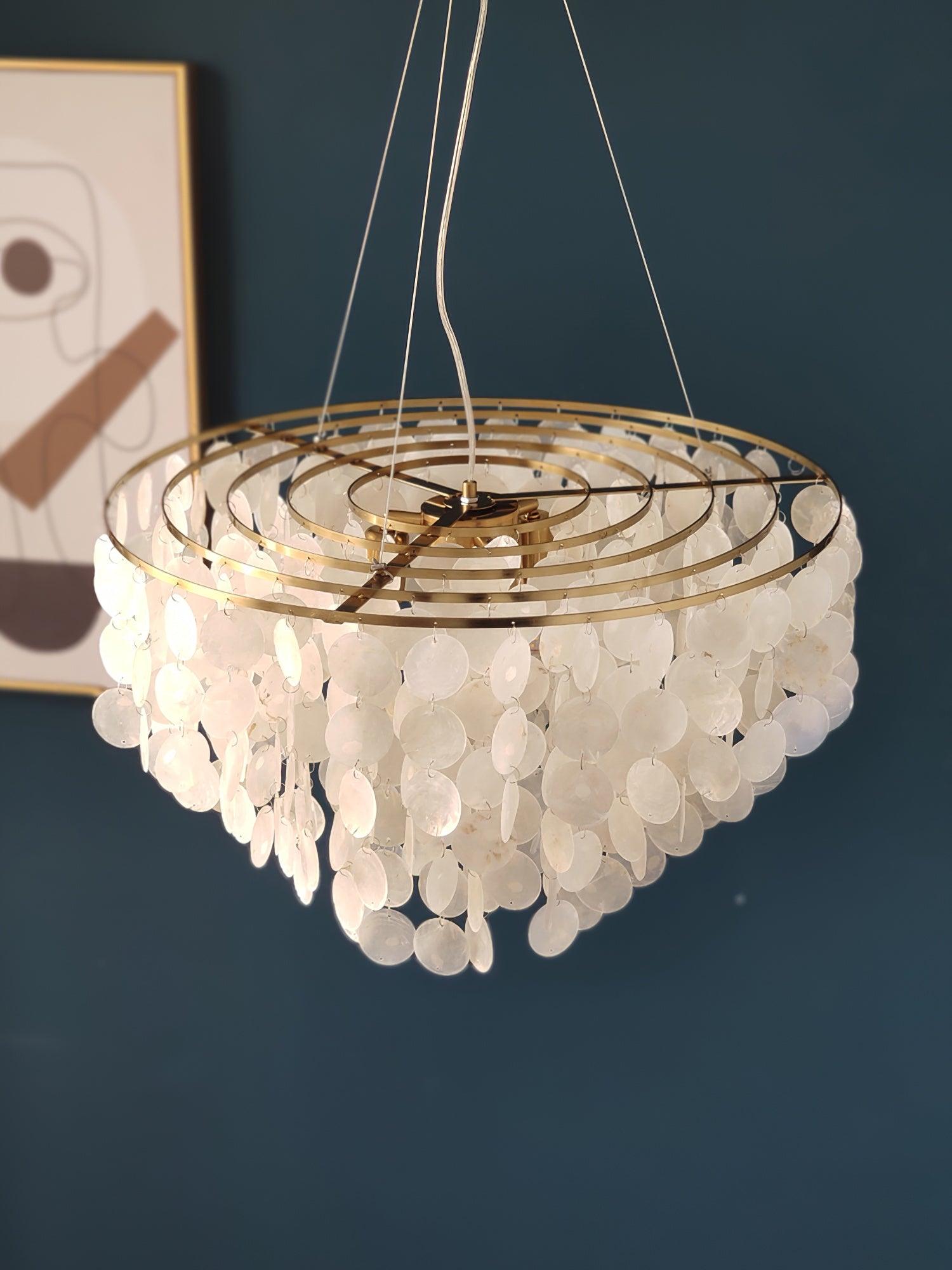 Esileth Postmodern Luxury Shell Wind Chime Chandelier-Neutral Decor