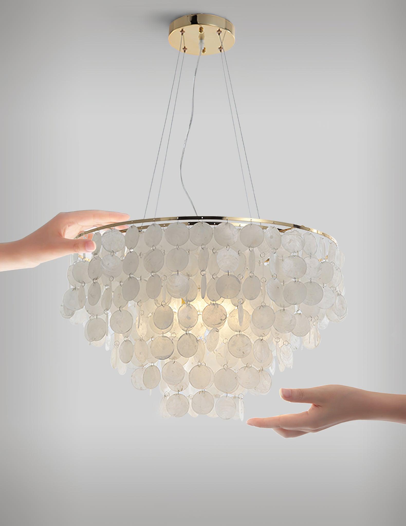 Esileth Postmodern Luxury Shell Wind Chime Chandelier-Neutral Decor