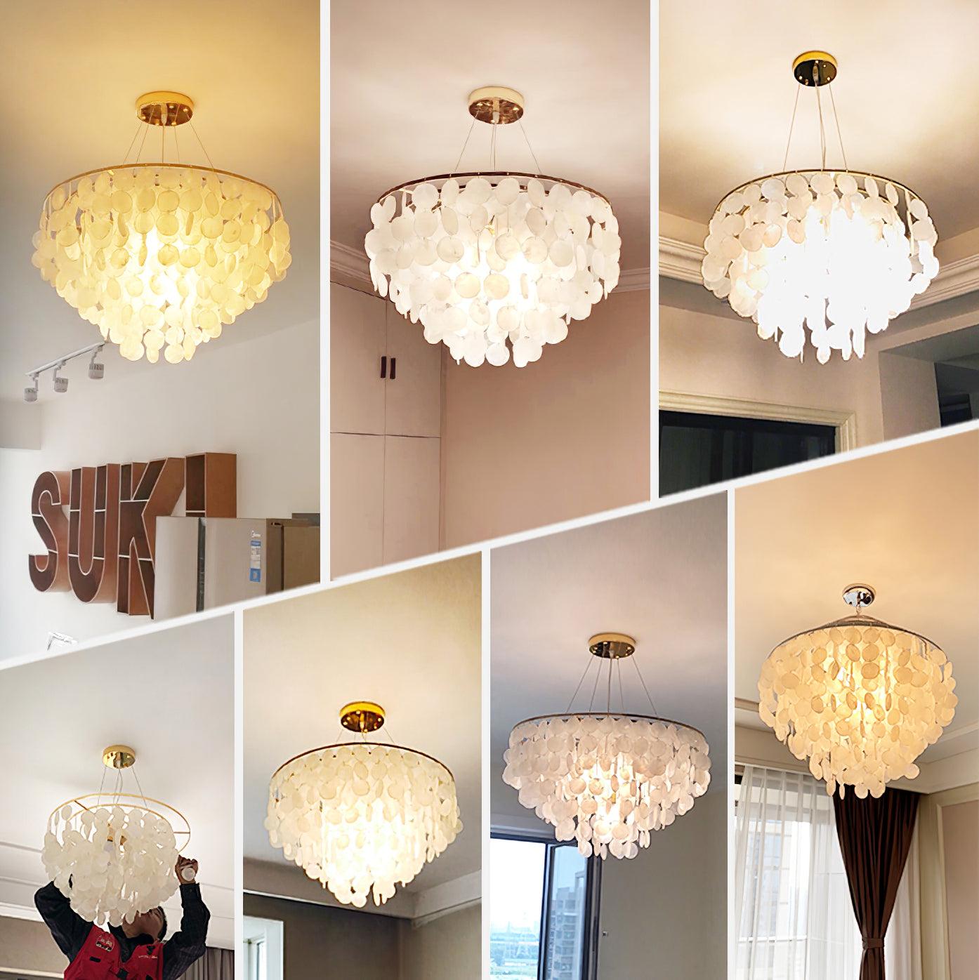 Esileth Postmodern Luxury Shell Wind Chime Chandelier-Neutral Decor