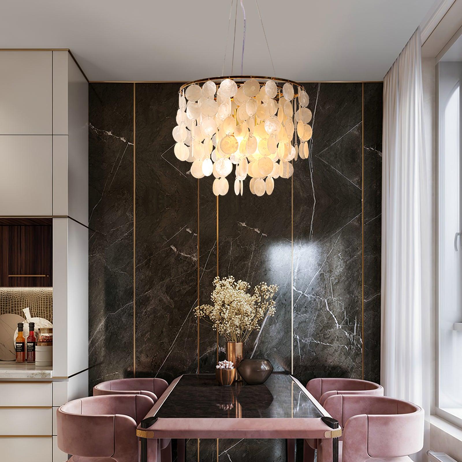 Esileth Postmodern Luxury Shell Wind Chime Chandelier-Neutral Decor