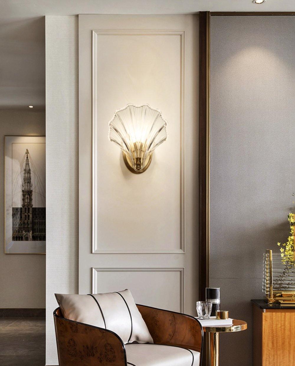 Neo Premium Elegance Brass Glass Wall Light-Neutral Decor