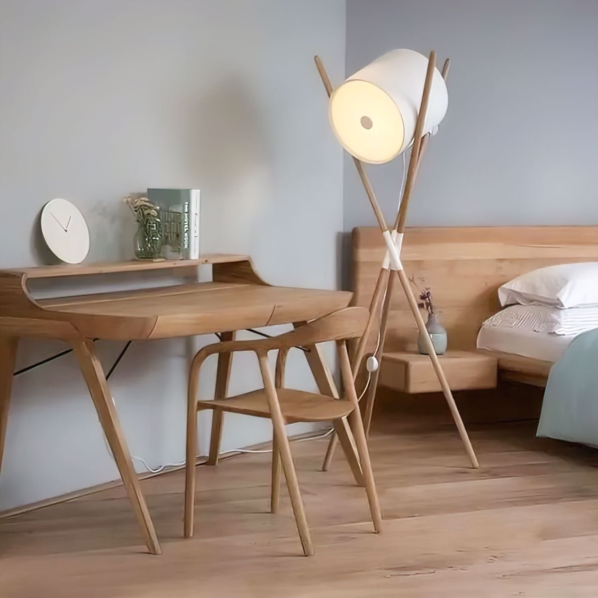 Liveny Contemporary Wood Floor Lamp-Neutral Decor