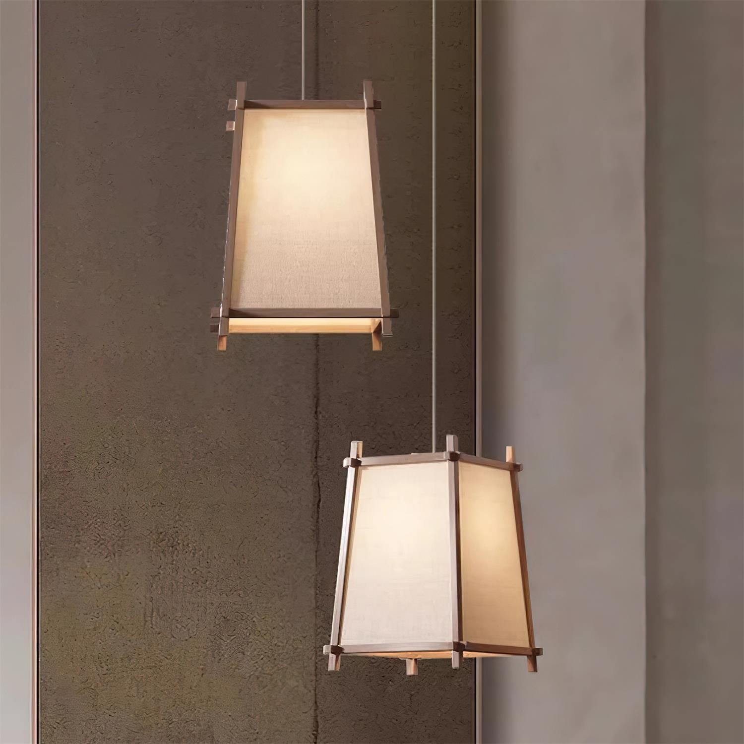 Ritta Pendant Light Fabric Geometric Frame-Neutral Decor