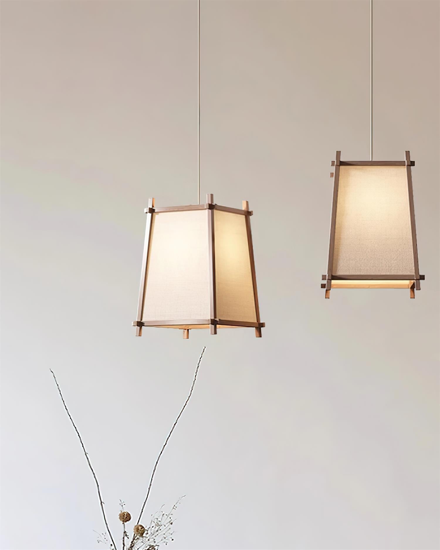 Ritta Pendant Light Fabric Geometric Frame-Neutral Decor