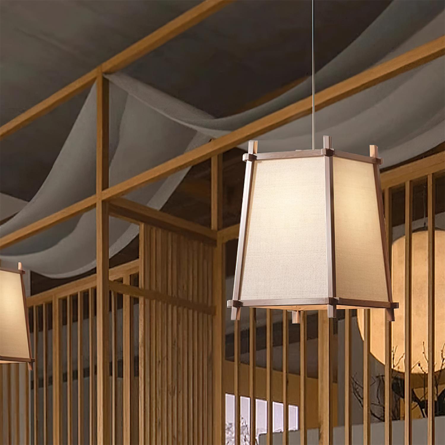 Ritta Pendant Light Fabric Geometric Frame-Neutral Decor