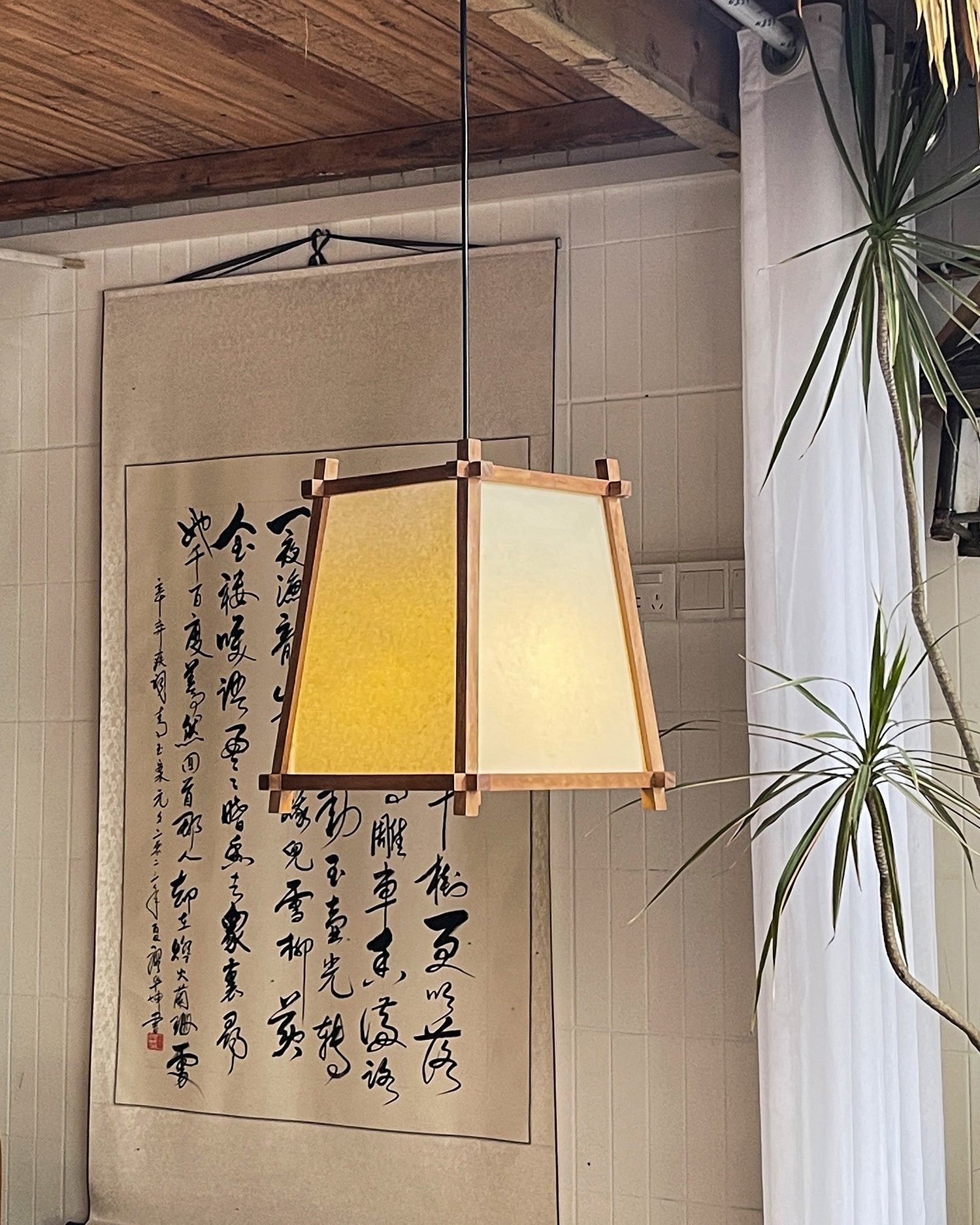 Calira  Pendant Light Fabric Geometric