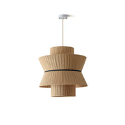 Sicel Pendant Light with a pleated natural rattan shade.