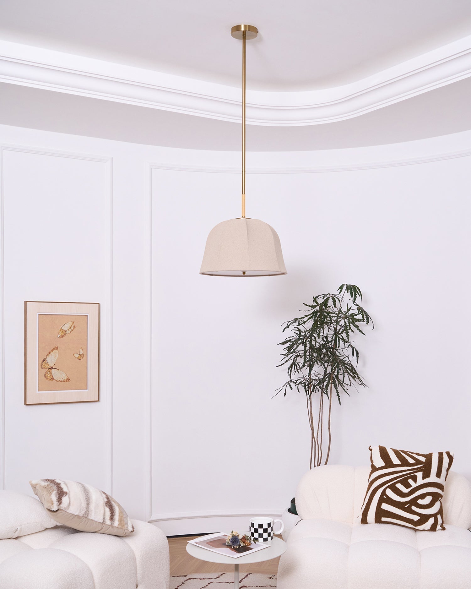 Fiora Vintage Fabric Pendant Lamp-Neutral Decor