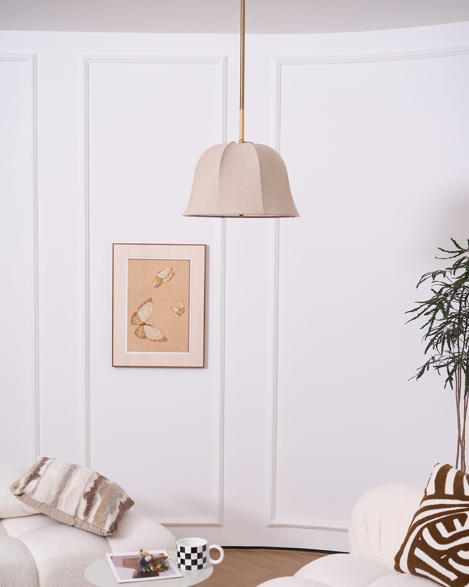 Fiora Vintage Fabric Pendant Lamp-Neutral Decor