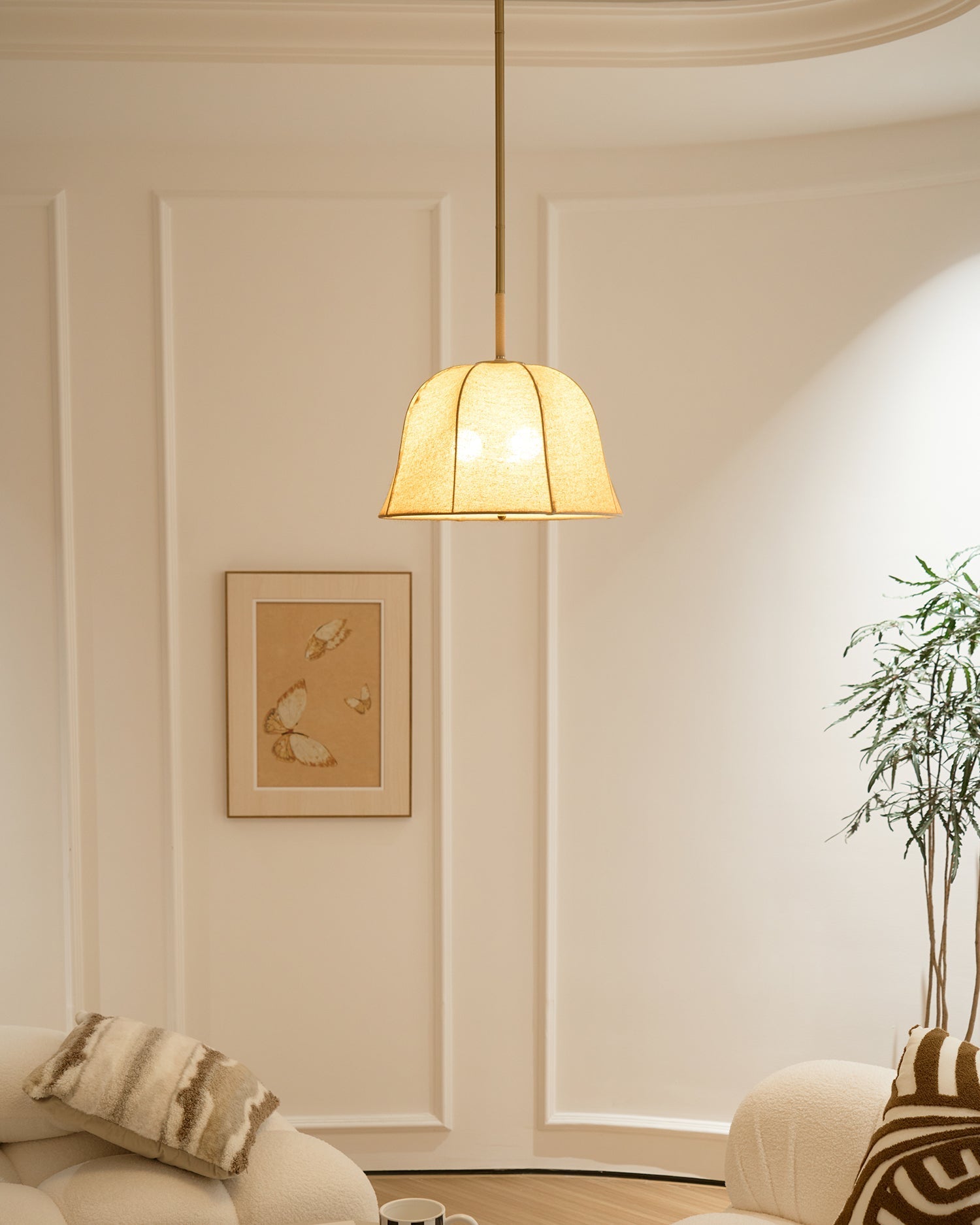 Fiora Vintage Fabric Pendant Lamp-Neutral Decor