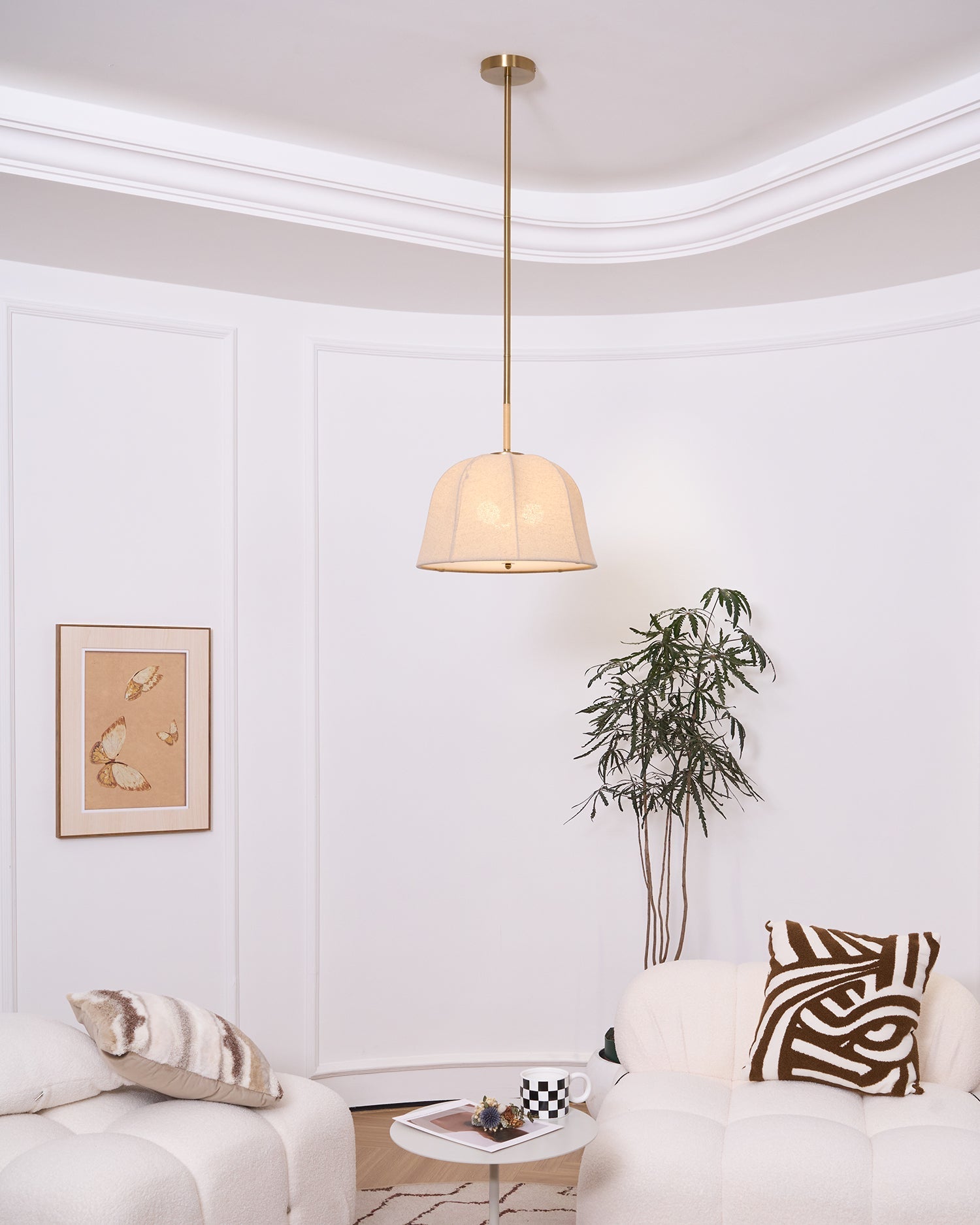 Fiora Vintage Fabric Pendant Lamp-Neutral Decor