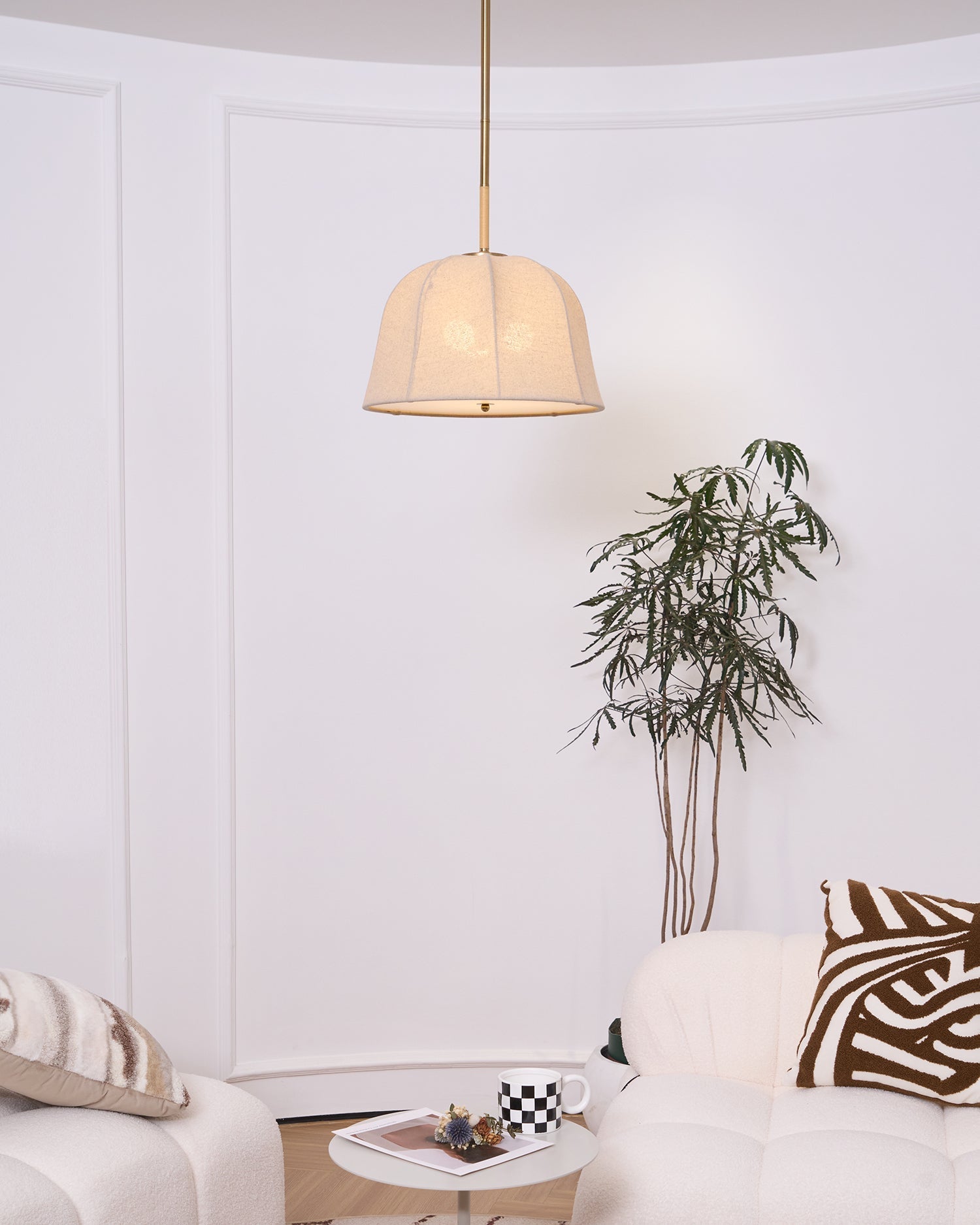 Fiora Vintage Fabric Pendant Lamp-Neutral Decor