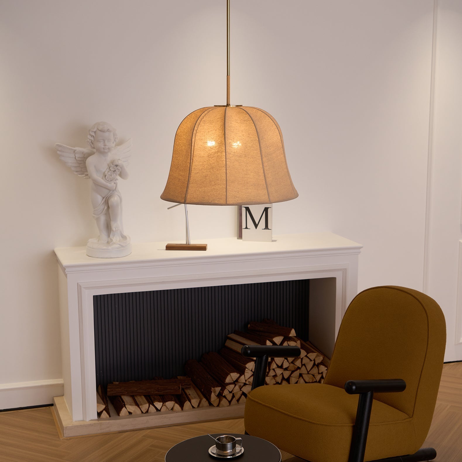 Fiora Vintage Fabric Pendant Lamp-Neutral Decor